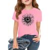 Girls Short Sleeve T Shirts Kids Summer Tops Crewneck Tees 5-14 Years(Z2-coral Pink)