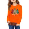 Haloumoning Girls Christmas Long Sleeve T Shirts Kids Ugly Crewneck Fringe Tops Xmas Tree Tees 5-14Y(Orange)