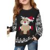 Haloumoning Girls Christmas Sweater Kids Long Sleeve Chunky Knit Sweaters Pullover Jumper Tops 5-14 Years(Black)