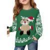 Haloumoning Girls Christmas Sweater Kids Long Sleeve Chunky Knit Sweaters Pullover Jumper Tops 5-14 Years(Green)