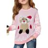 Haloumoning Girls Christmas Sweater Kids Long Sleeve Chunky Knit Sweaters Pullover Jumper Tops 5-14 Years(Pink)
