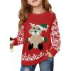 Haloumoning Girls Christmas Sweater Kids Long Sleeve Chunky Knit Sweaters Pullover Jumper Tops 5-14 Years(Red)