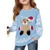 Haloumoning Girls Christmas Sweater Kids Long Sleeve Chunky Knit Sweaters Pullover Jumper Tops 5-14 Years(Sky Blue)