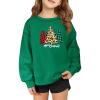 Haloumoning Girls Christmas Sweatshirt Kids Long Sleeve Crewneck Ugly Shirts Xmas Pullover Tops 5-14Y(Dark Green)