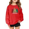 Haloumoning Girls Christmas Sweatshirt Kids Long Sleeve Crewneck Ugly Shirts Xmas Pullover Tops 5-14Y(Red)