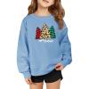 Haloumoning Girls Christmas Sweatshirt Kids Long Sleeve Crewneck Ugly Shirts Xmas Pullover Tops 5-14Y(Sky Blue)