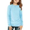 Haloumoning Girls Long Sleeve Shirts Kids Crewneck T-Shirts Fall Tops Tees 5-14 Years(Sky Blue)