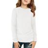 Haloumoning Girls Long Sleeve Shirts Kids Crewneck T-Shirts Fall Tops Tees 5-14 Years(White)