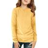 Haloumoning Girls Long Sleeve Shirts Kids Crewneck T-Shirts Fall Tops Tees 5-14 Years(Yellow)