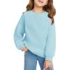 Haloumoning Girls Oversized Crewneck Sweatshirts Kids Fashion Fleece Drop Shoulder Pullover 5-14 Years(Blue)