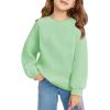 Haloumoning Girls Oversized Crewneck Sweatshirts Kids Fashion Fleece Drop Shoulder Pullover 5-14 Years(Green)