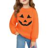 Haloumoning Girls Oversized Crewneck Sweatshirts Kids Fashion Fleece Drop Shoulder Pullover 5-14 Years(Halloween-orange)