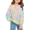 Haloumoning Girls Oversized Crewneck Sweatshirts Kids Fashion Fleece Drop Shoulder Pullover 5-14 Years(Tie Dye-green)