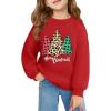 Haloumoning Girls Oversized Crewneck Sweatshirts Kids Fashion Fleece Drop Shoulder Pullover 5-14 Years(Xms-red)