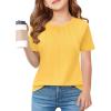Haloumoning Girls Pleated T Shirts Kids Summer Short Sleeve Fashion Tops Tees 5-14 Years(Yellow)