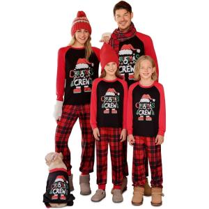 Haloumoning Family Christmas Pajamas Matching Sets Xmas PJs Sets Holiday Jammies Sleepwear(Black)