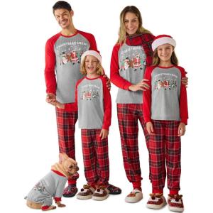 Haloumoning Family Christmas Pajamas Matching Sets Xmas PJs Sets Holiday Jammies Sleepwear(Grey)