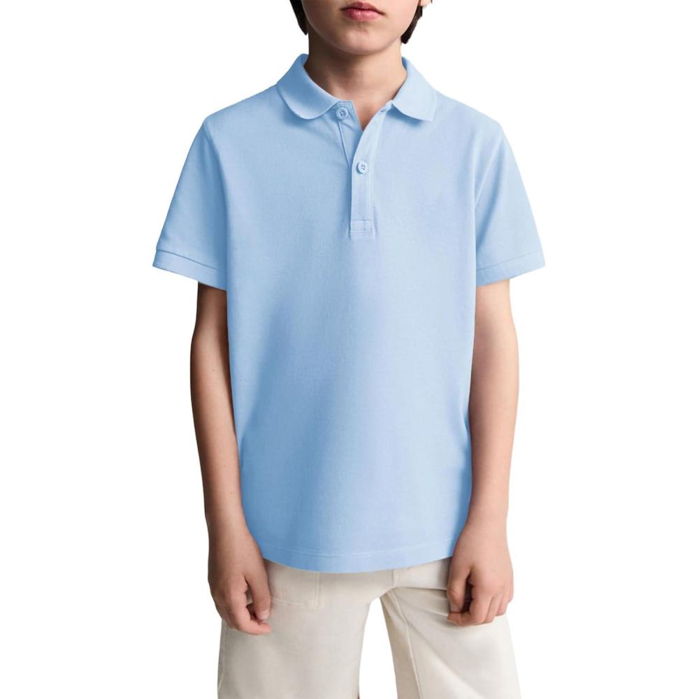 image:imageHaloumoning Boys Short Sleeve Pique Polo Shirt School Uniform Shirts for Kids 514 YearsSky Blue