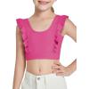 Girls Training Bra Cute Ruffle Sports Bra for Kids Comfort Dance Yoga Crop Top(Hot Pink)