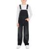 Haloumoning Boys Denim Bib Overalls with Adjustable Straps and Convenient Tool Pockets 5-14 Years(Black)