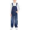 Haloumoning Boys Denim Bib Overalls with Adjustable Straps and Convenient Tool Pockets 5-14 Years(Blue)