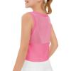 Haloumoning Girls Athletic Tank Tops Kids Sleeveless Crop Tops Mesh Back Workout Cute Sports Shirts 5-14 Years(Dark Pink)