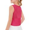 Haloumoning Girls Athletic Tank Tops Kids Sleeveless Crop Tops Mesh Back Workout Cute Sports Shirts 5-14 Years(Hot Pink)