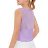 Haloumoning Girls Athletic Tank Tops Kids Sleeveless Crop Tops Mesh Back Workout Cute Sports Shirts 5-14 Years(Lilac)