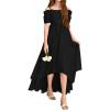 Haloumoning Girls Cold Shoulder Dress A-line Asymmetrical Chiffon Junior Bridesmaid Birthday Party Dress(Black)