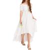 Haloumoning Girls Cold Shoulder Dress A-line Asymmetrical Chiffon Junior Bridesmaid Birthday Party Dress(White)