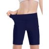 Haloumoning Girls Volleyball Spandex Shorts Kids Athletic Biker Dance Gymnastics Compression Shorts with Pockets(Navy Blue)