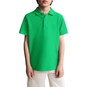 Haloumoning Boys Short Sleeve Pique Polo Shirt School Uniform Shirts for Kids 5-14 Years(Green)