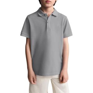 Haloumoning Boys Short Sleeve Pique Polo Shirt School Uniform Shirts for Kids 5-14 Years(Grey)