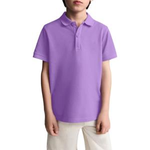 Haloumoning Boys Short Sleeve Pique Polo Shirt School Uniform Shirts for Kids 5-14 Years(Purple)