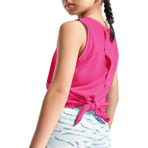 Haloumoning Girls Athletic Tank Tops Open Tie Back Sleeveless Workout Running Tennis Sports Shirts 5-14Years(Rose Red)