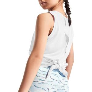 Haloumoning Girls Athletic Tank Tops Open Tie Back Sleeveless Workout Running Tennis Sports Shirts 5-14Years(White)