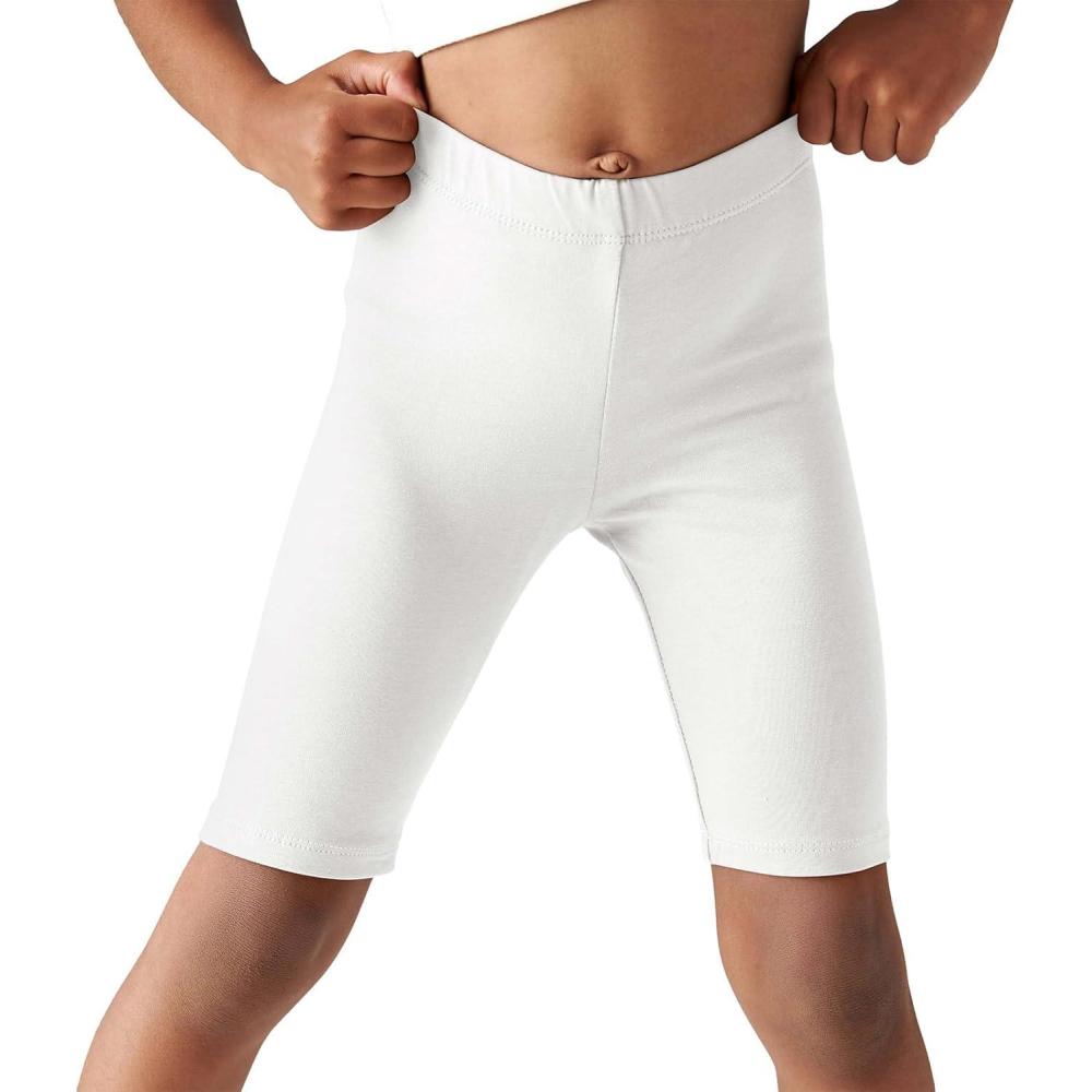 image:imageHaloumoning Girls Bike Shorts Kids Athletic Volleyball Shorts Comfy Under Dress Dance Short Leggings 514 YearsWhite