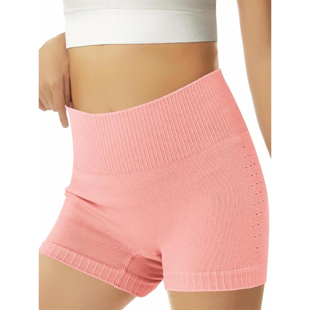 image:imageHaloumoning Girls High Waist Side Pinhole Athletic Shorts Kids Gymnastic Stretchy Yoga Volleyball Shorts 714 YearsPink