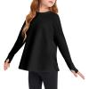 Haloumoning Girls Athletic Shirts Long Sleeve Active Quick Dry Tops Kids Gym Yoga Tees with Thumb Holes 5-14 Years(Black)