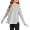 Haloumoning Girls Athletic Shirts Long Sleeve Active Quick Dry Tops Kids Gym Yoga Tees with Thumb Holes 5-14 Years(Grey)