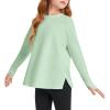 Haloumoning Girls Athletic Shirts Long Sleeve Active Quick Dry Tops Kids Gym Yoga Tees with Thumb Holes 5-14 Years(Light Green)