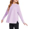 Haloumoning Girls Athletic Shirts Long Sleeve Active Quick Dry Tops Kids Gym Yoga Tees with Thumb Holes 5-14 Years(Purple)