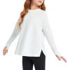 Haloumoning Girls Athletic Shirts Long Sleeve Active Quick Dry Tops Kids Gym Yoga Tees with Thumb Holes 5-14 Years(White)