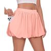 Haloumoning Girls Bubble Shorts Summer Casual Athletic Shorts Pleated Wide Leg Comfy Cute Skorts with Pockets(Nude Pink)
