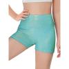 Haloumoning Girls Sparkle Glitter Athletic Shorts Kids High Waist Gymnastics Dance Shorts Tumbling Outfits 5-14 Years(Green)