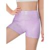 Haloumoning Girls Sparkle Glitter Athletic Shorts Kids High Waist Gymnastics Dance Shorts Tumbling Outfits 5-14 Years(Lilac)