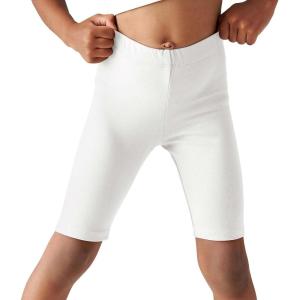 Haloumoning Girls Bike Shorts Kids Athletic Volleyball Shorts Comfy Under Dress Dance Short Leggings 5-14 Years(White)