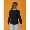 Haloumoning Girls Puff Long Sleeve Shirts Kids Casual Crewneck Soft Tunic Tops Blouse 5-14 Years(Black)