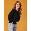 Haloumoning Girls Puff Long Sleeve Shirts Kids Casual Crewneck Soft Tunic Tops Blouse 5-14 Years(Black)