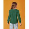 Haloumoning Girls Puff Long Sleeve Shirts Kids Casual Crewneck Soft Tunic Tops Blouse 5-14 Years(Dark Green)